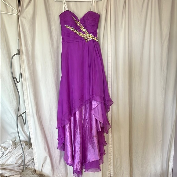 Clarisse Berry High Low strapless Prom Gown with Gemstones 9/10 - Picture 2 of 16